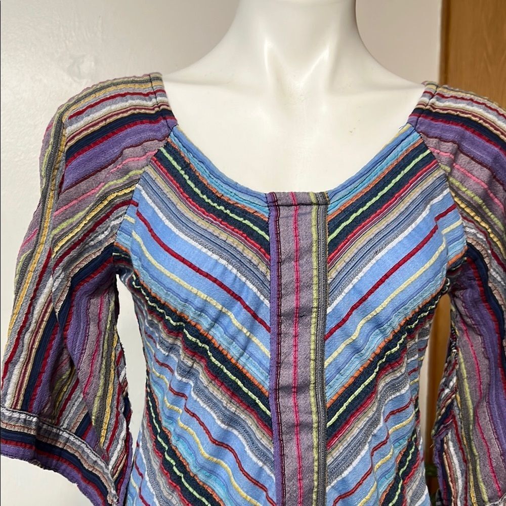 Rising International Striped Asymmetrical Dress in Purple and Blue - Picture 3 of 14